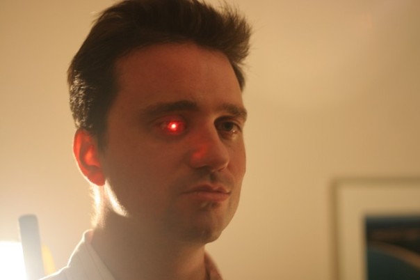 Rob Spence with led eye, NOT the Terminator.